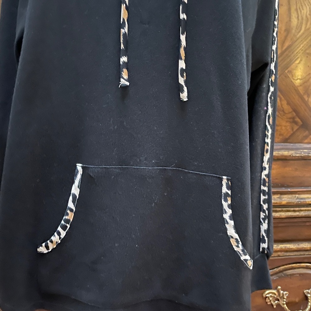 Kate Spade Lounge Wear Size XL Leopard Print Pants with Black Hoodie Jacket. - Picture 5 of 8